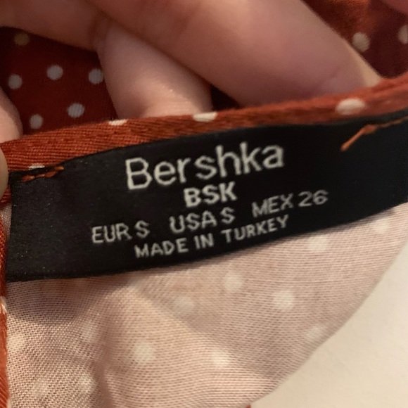 Bershka Cute Brown Polka Dot Long Sleeve Top - Picture 5 of 5